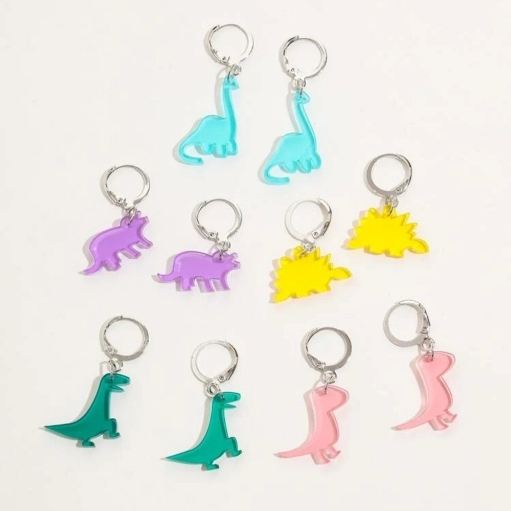 3/$30 dinosaur clear colorful cute earrings